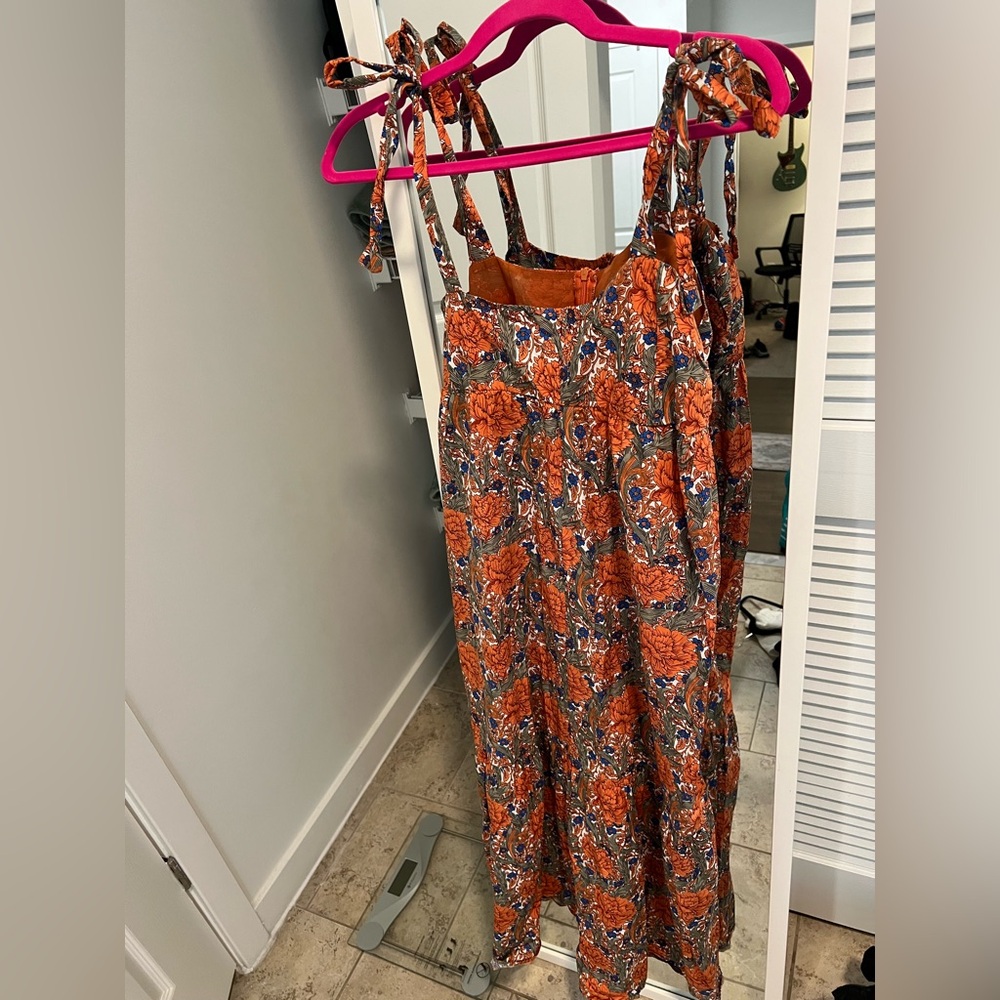 Zara Orange and Blue Floral Dress